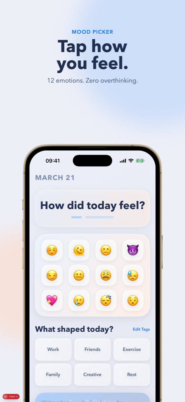 Emojily mood picker — tap how you feel with 12 emotions and zero overthinking