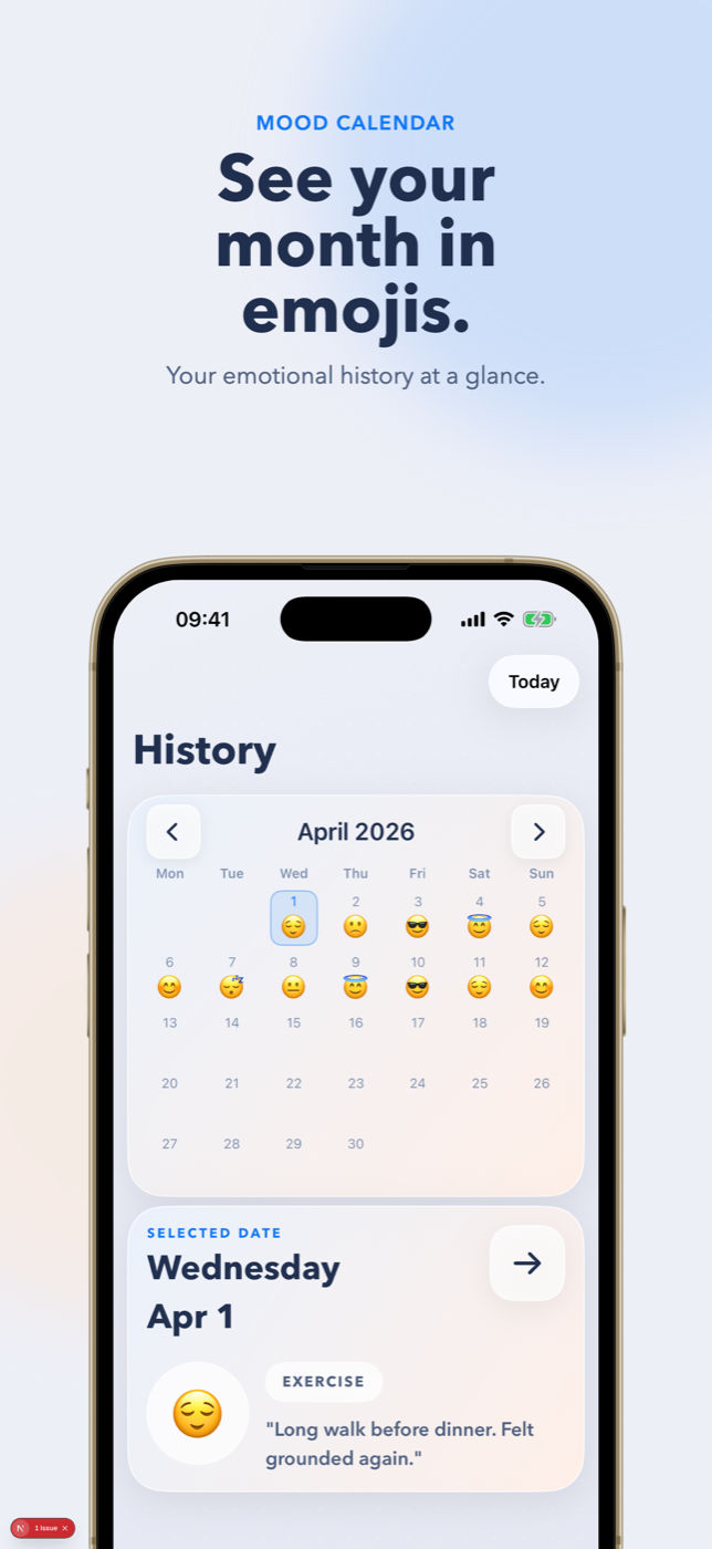 Emojily mood calendar — see your month painted in emojis at a glance